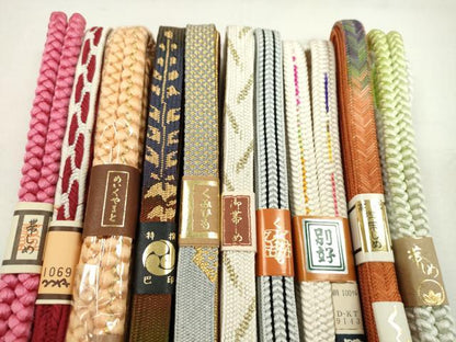 平和屋着物●和装小物　帯締め10本セット　高麗組　礼装用　丸組　やまと誂製　金糸　逸品　未使用　CABF7295ju