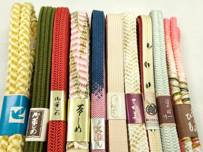 平和屋着物●和装小物　帯締め10本セット　高麗組　深井理一作　礼装用　丸組　三越扱い　さが美扱い　金銀糸　逸品　未使用　CABF7296ju