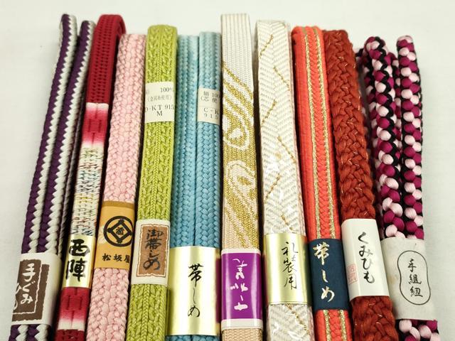 平和屋着物●和装小物　帯締め10本セット　高麗組　西陣　礼装用　松坂屋扱い　金糸　逸品　未使用　CABF7298ju