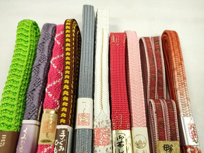 平和屋着物●和装小物　帯締め10本セット　貝の口組　御岳組　本場大島紬　礼装用　金糸　長尺あり　逸品　未使用　CABF7301ju