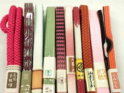 平和屋着物●和装小物　帯締め10本セット　高麗組　民芸紬　純銀箔　丸組　松坂屋扱い　逸品　未使用　CABF7302ju