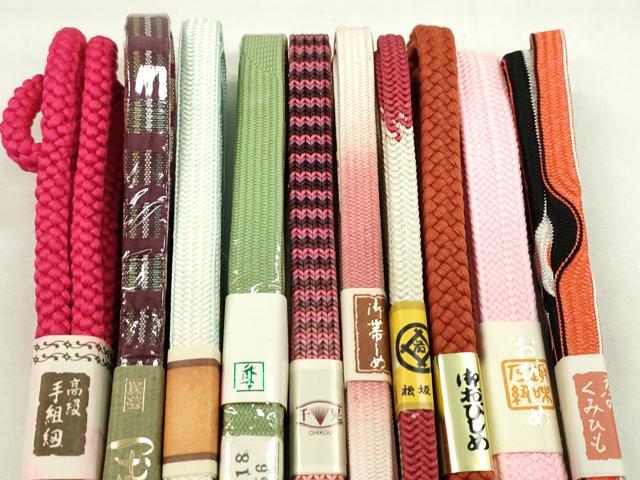 平和屋着物●和装小物　帯締め10本セット　高麗組　民芸紬　純銀箔　丸組　松坂屋扱い　逸品　未使用　CABF7302ju