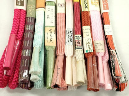 平和屋着物●和装小物　帯締め10本セット　高麗組　民芸紬　純銀箔　丸組　松坂屋扱い　逸品　未使用　CABF7302ju