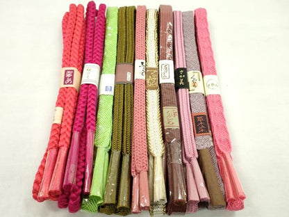 平和屋着物●和装小物　帯締め10本セット　高麗組　御岳組　草木染　礼装用　さが美扱い　金糸　逸品　未使用　CABF7303ju