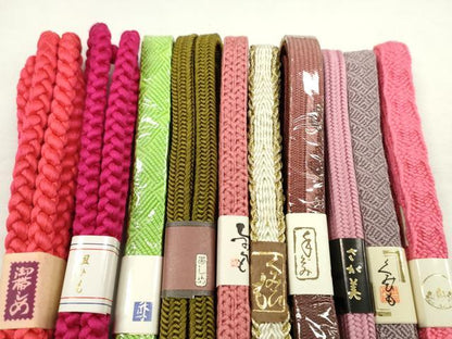 平和屋着物●和装小物　帯締め10本セット　高麗組　御岳組　草木染　礼装用　さが美扱い　金糸　逸品　未使用　CABF7303ju