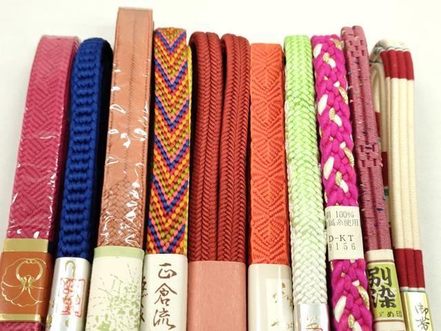 平和屋着物●和装小物　帯締め10本セット　冠組　唐組　大和組　正倉流手組み　金糸　逸品　未使用　CABF7306ju