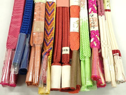 平和屋着物●和装小物　帯締め10本セット　冠組　唐組　大和組　正倉流手組み　金糸　逸品　未使用　CABF7306ju