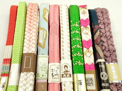 平和屋着物●和装小物　帯締め10本セット　高麗組　大和組　礼装用　レザー　西武百貨店扱い　金糸　逸品　未使用　CABF7308ju
