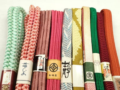 平和屋着物●和装小物　帯締め10本セット　高麗組　畝打組　高島屋扱い　松坂屋扱い　金糸　逸品　未使用　CABF7310ju