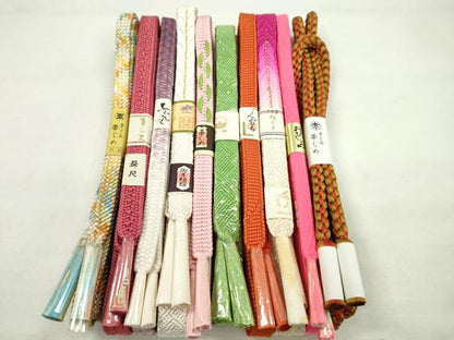 平和屋着物●和装小物　帯締め10本セット　礼装用　丸組　長尺あり　金糸　逸品　未使用　CABF7313ju