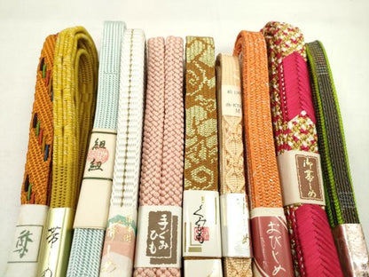 平和屋着物●和装小物　帯締め10本セット　高麗組　本場大島紬　礼装用　草木染　金銀糸　逸品　未使用　CABF7314ju