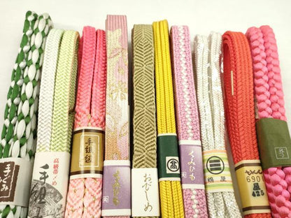 平和屋着物●和装小物　帯締め10本セット　高麗組　唐組　畝打組　雅流　高島屋扱い　金糸　逸品　未使用　CABF7315ju