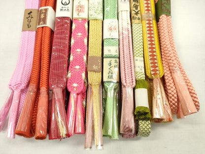 平和屋着物●和装小物　帯締め10本セット　高麗組　奈良組　本場大島紬　礼装用　さんび謹製　鈴乃屋扱い　金糸　逸品　未使用　CABF7316ju