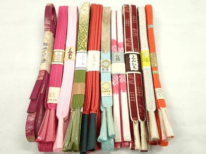 平和屋着物●和装小物　帯締め10本セット　高麗組　冠組　笹浪組　レザー　大丸扱い　金銀糸　逸品　未使用　CABF7319ju