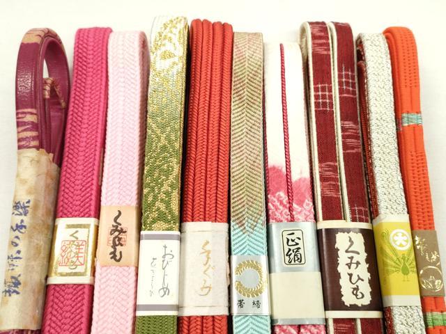 平和屋着物●和装小物　帯締め10本セット　高麗組　冠組　笹浪組　レザー　大丸扱い　金銀糸　逸品　未使用　CABF7319ju