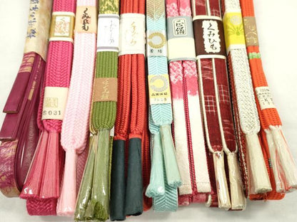 平和屋着物●和装小物　帯締め10本セット　高麗組　冠組　笹浪組　レザー　大丸扱い　金銀糸　逸品　未使用　CABF7319ju