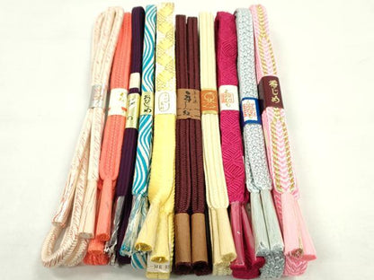 平和屋着物●和装小物　帯締め10本セット　冠組　唐組　奈良組　草木染　金糸　逸品　未使用　CABF7320ju