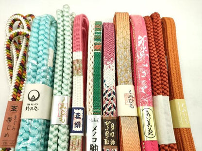 平和屋着物●和装小物　帯締め10本セット　高麗組　奈良組　メノコ紬　鈴乃屋扱い　金糸　逸品　未使用　CABF7323ju