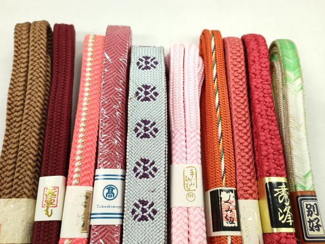 平和屋着物●和装小物　帯締め10本セット　内記組　渡敬謹製　高島屋扱い　金糸　逸品　未使用　CABF7326ju