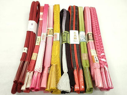 平和屋着物●和装小物　帯締め10本セット　冠組　大和組　本場大島紬　長尺あり　金糸　逸品　未使用　CABF7330ju