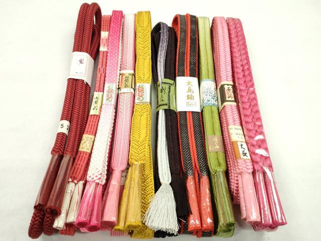 平和屋着物●和装小物　帯締め10本セット　冠組　大和組　本場大島紬　長尺あり　金糸　逸品　未使用　CABF7330ju