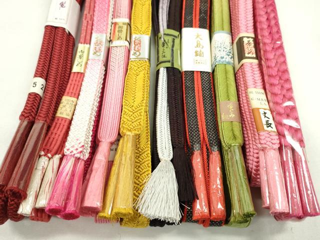 平和屋着物●和装小物　帯締め10本セット　冠組　大和組　本場大島紬　長尺あり　金糸　逸品　未使用　CABF7330ju