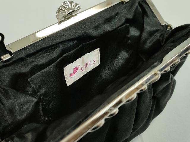 平和屋着物▼和装小物 バッグまとめて4点 ベロア シェル 青海波 黒 金 チェーンバッグ クラッチ 逸品 CABF7352ju