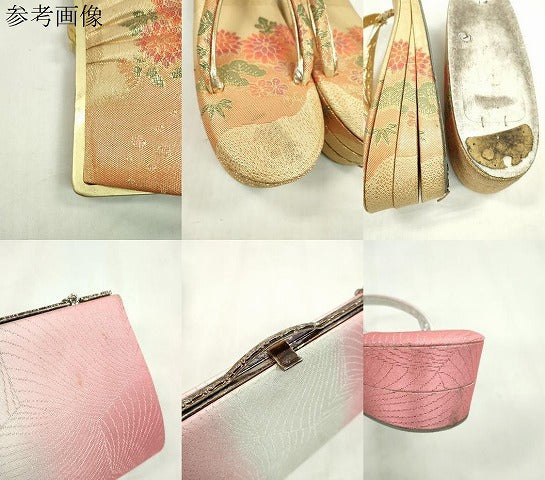 平和屋着物▼和装小物 バッグ・草履セットまとめて２セット 道長松竹梅花文 亀甲文 金銀糸 草履サイズ：Ｍ 逸品 CABF7361ju