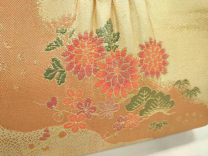 平和屋着物▼和装小物 バッグ・草履セットまとめて２セット 道長松竹梅花文 亀甲文 金銀糸 草履サイズ：Ｍ 逸品 CABF7361ju