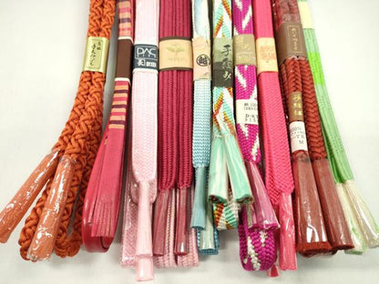 平和屋着物●和装小物　帯締め10本セット　笹浪組　雅流　レザー　伊勢丹扱い　三越扱い　やまと誂製　銀糸　逸品　未使用　CABF7383ju