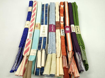 平和屋着物●和装小物　帯締め10本セット　冠組　本場大島紬　さが美扱い　逸品　未使用　CABF7384ju