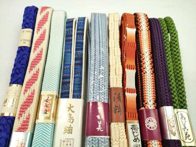 平和屋着物●和装小物　帯締め10本セット　高麗組　本場大島紬　礼装用　丸組　草木染　さが美扱い　金糸　逸品　未使用　CABF7279ju 平和屋着物○和装小物 帯締め10本セット 高麗組 笹浪組 礼装用 丸組