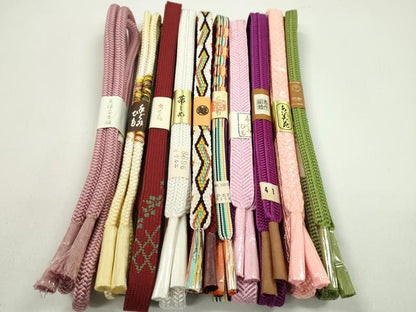 平和屋着物●和装小物　帯締め10本セット　高麗組　笹浪組　三越扱い　美保姿本舗　銀糸　逸品　未使用　CABF7388ju