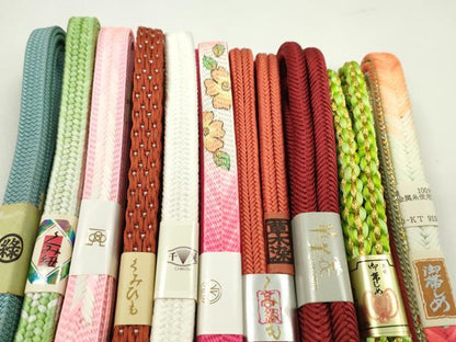 平和屋着物●和装小物　帯締め10本セット　友禅作家・篁作　冠組　笹浪組　奈良組　草木染　金銀糸　逸品　未使用　CABF7390ju