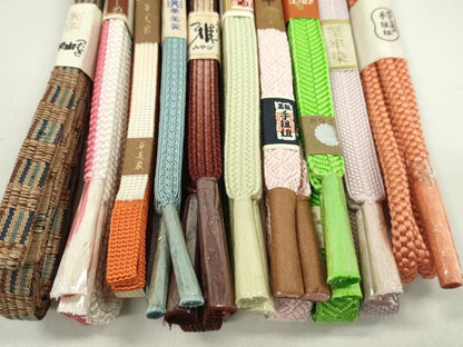 平和屋着物●和装小物　帯締め10本セット　唐組　笹浪組　白鳳流　金彩　逸品　未使用　CABF7391ju