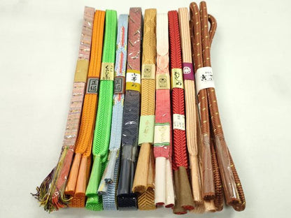 平和屋着物●和装小物　帯締め10本セット　笹浪組　奈良組　金糸　逸品　未使用　CABF7396ju