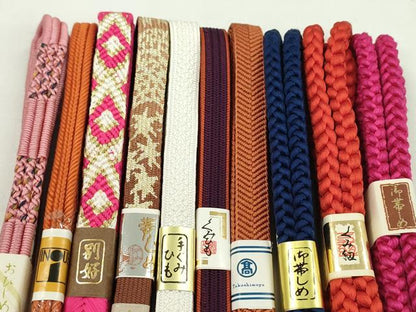平和屋着物●和装小物　帯締め10本セット　高麗組　笹浪組　丸組　高島屋扱い　金糸　逸品　未使用　CABF7399ju