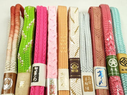 平和屋着物●和装小物　帯締め10本セット　笹浪組　大和組　礼装用　大丸扱い　松坂屋扱い　金糸　逸品　未使用　CABF7406ju