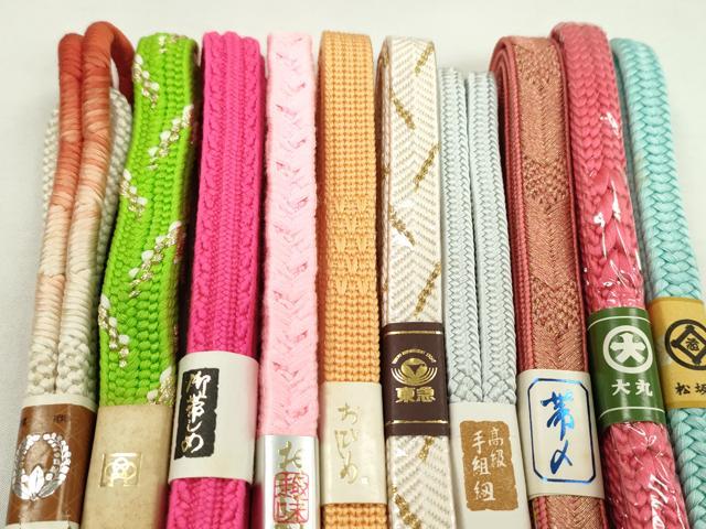 平和屋着物●和装小物　帯締め10本セット　笹浪組　大和組　礼装用　大丸扱い　松坂屋扱い　金糸　逸品　未使用　CABF7406ju