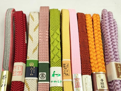 平和屋着物●和装小物　帯締め10本セット　笹浪組　礼装用　高島屋扱い　金銀糸　逸品　未使用　CABF7407ju