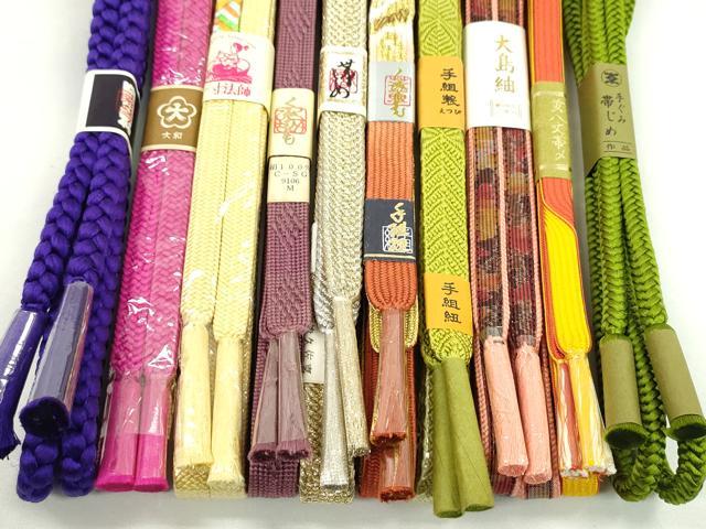 平和屋着物●和装小物　帯締め10本セット　高麗組　黄八丈　本場大島紬　礼装用　金銀糸　逸品　未使用　CABF7411ju