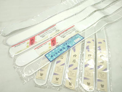 平和屋着物▼和装小物 衿芯まとめて10点 綸子 メッシュ 塩瀬 一文字 長尺あり 長襦袢 着付け 逸品 未使用 CABF7477ju