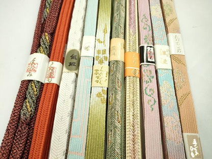 平和屋着物●和装小物　帯締め10本セット　高麗組　大和組　礼装用　伊賀手組み紐　金銀糸　逸品　未使用　CABF7486ju