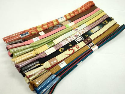平和屋着物●和装小物　帯締め10本セット　高麗組　笹浪組　丸組　草木染　金糸　逸品　未使用　CABF7489ju