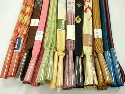 平和屋着物●和装小物　帯締め10本セット　高麗組　笹浪組　丸組　草木染　金糸　逸品　未使用　CABF7489ju
