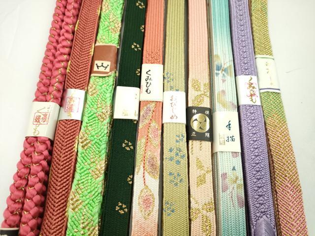 平和屋着物●和装小物　帯締め10本セット　高麗組　笹浪組　手描き　金糸　逸品　未使用　CABF7491ju