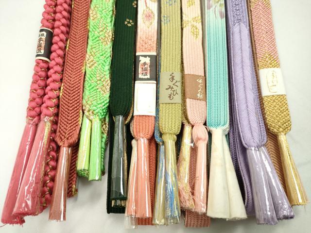 平和屋着物●和装小物　帯締め10本セット　高麗組　笹浪組　手描き　金糸　逸品　未使用　CABF7491ju