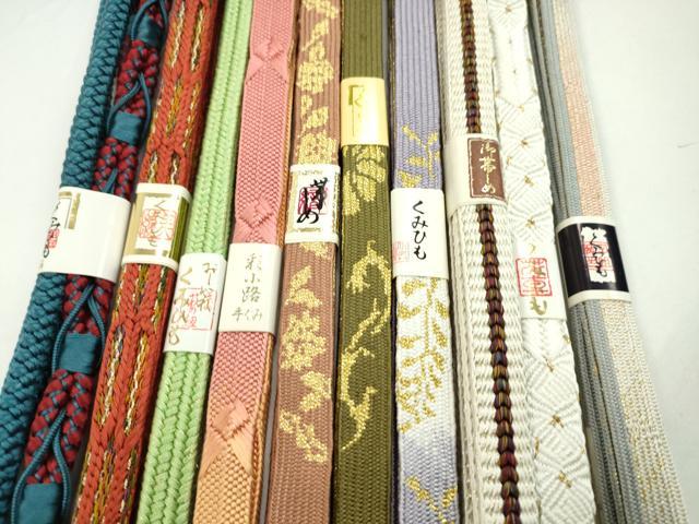 平和屋着物●和装小物　帯締め10本セット　高麗組　唐組　礼装用　金糸　逸品　未使用　CABF7496ju