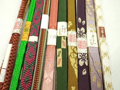 平和屋着物●和装小物　帯締め10本セット　高麗組　唐組　貝の口組　金銀糸　逸品　未使用　CABF7497ju