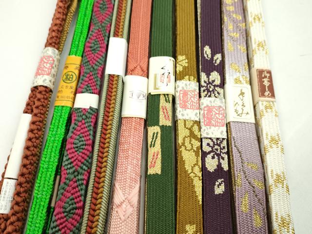 平和屋着物●和装小物　帯締め10本セット　高麗組　唐組　貝の口組　金銀糸　逸品　未使用　CABF7497ju